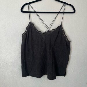 Elegant Black Lace Trim Cami Top